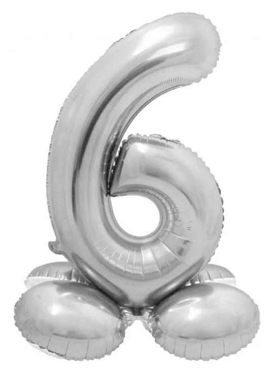 Outlet Ezüst 6-os Silver szám fólia lufi talppal 72 cm