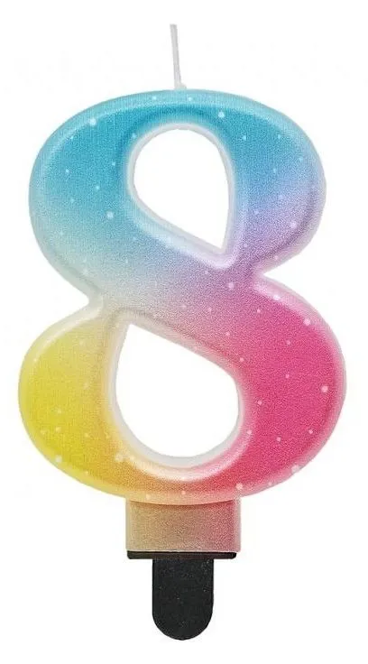 Árengedmény Színes 8-as Pastel Ombre számgyertya, tortagyertya