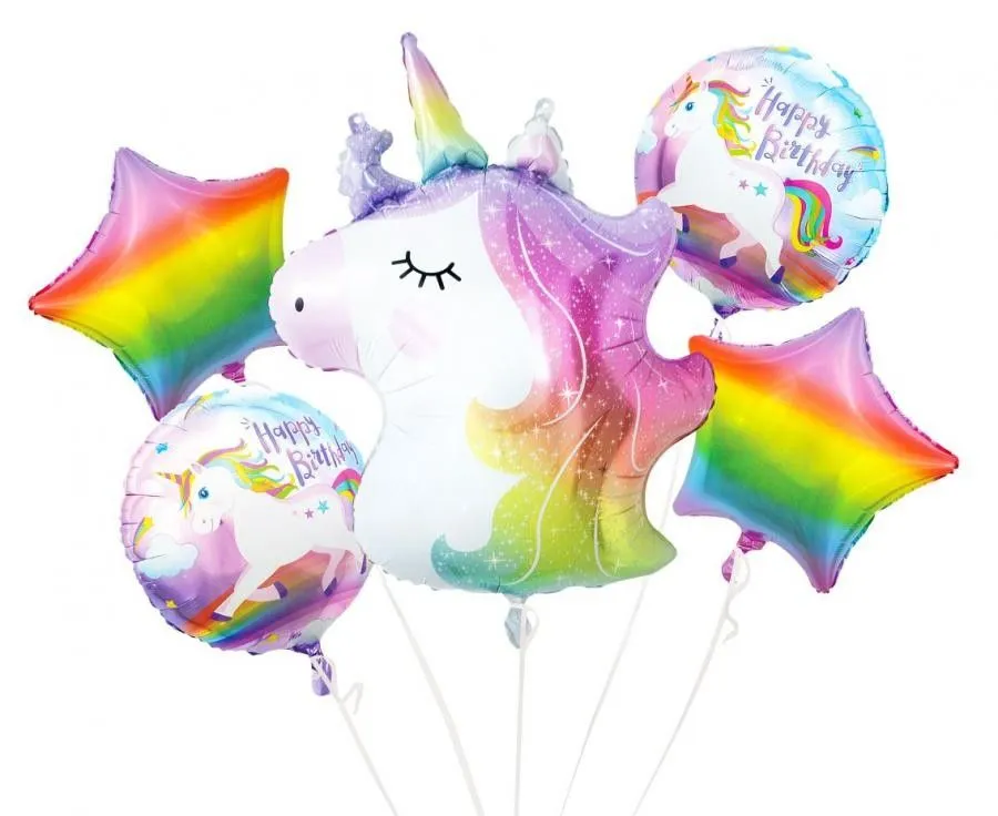 Utolsó esély Unikornis Rainbow fólia lufi 5 db-os szett