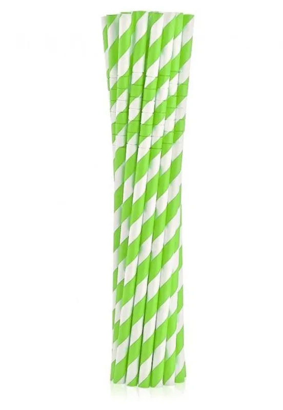 Zöld Green Stripes rugalmas papír szívószál 12 db-os Rendeld meg most