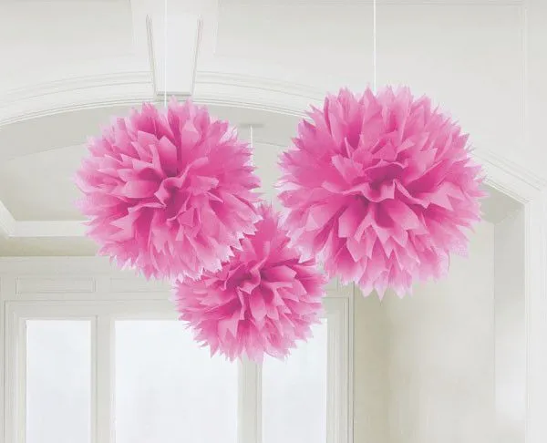 Rózsaszín Bright Pink függő pom pom dekoráció 3 db-os Biztonságos fizetés