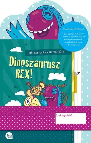 Alacsony ár Dinoszaurusz REX! ajándékcsomag - Dinoszaurusz REX! mesekönyv - Dinoszaurusz REX! foglalkoztató füzet - dinós matricás lap 6 db matricával - kivágható és összeszerelhető dinó - dinós képkeret