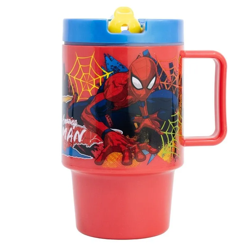 Újdonság Pókember Moving Target szívószálas bögre 530 ml