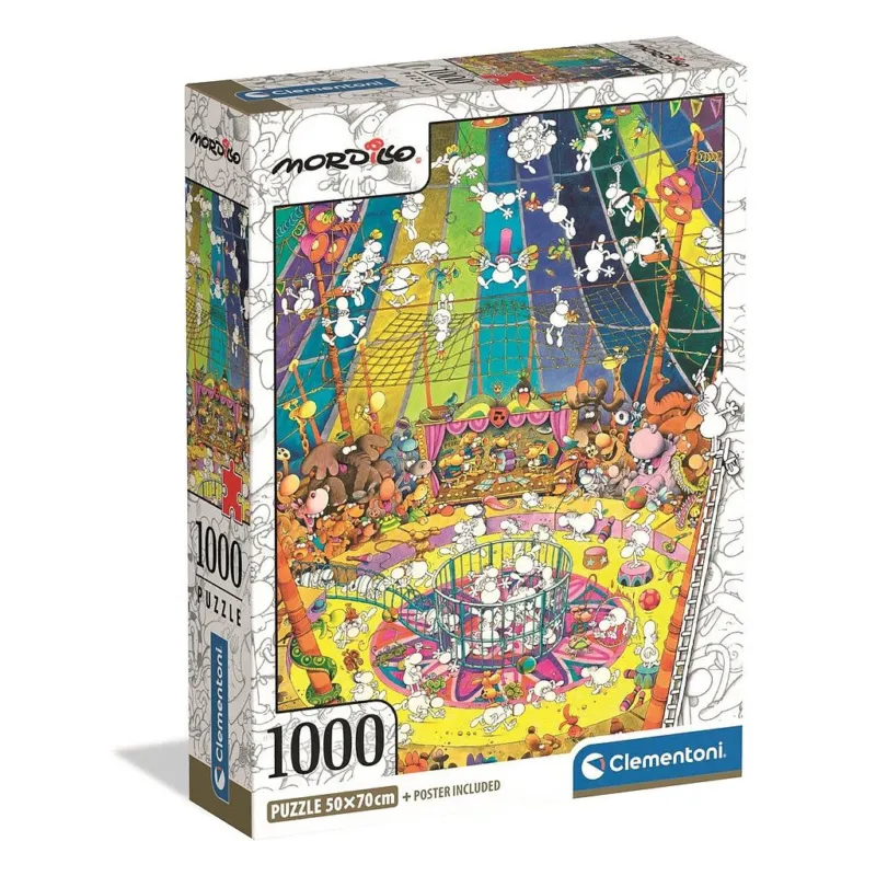 Végkiárusítás Színes Mordillo 1000 db-os Compact puzzle Clementoni