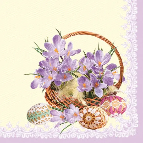 Biztonságos fizetés Húsvét Crocuses in a Basket szalvéta 20 db-os 33x33 cm