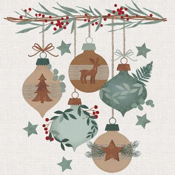 Biztonságos fizetés Karácsony Graphic Eco Baubles szalvéta 20 db-os 33x33 cm