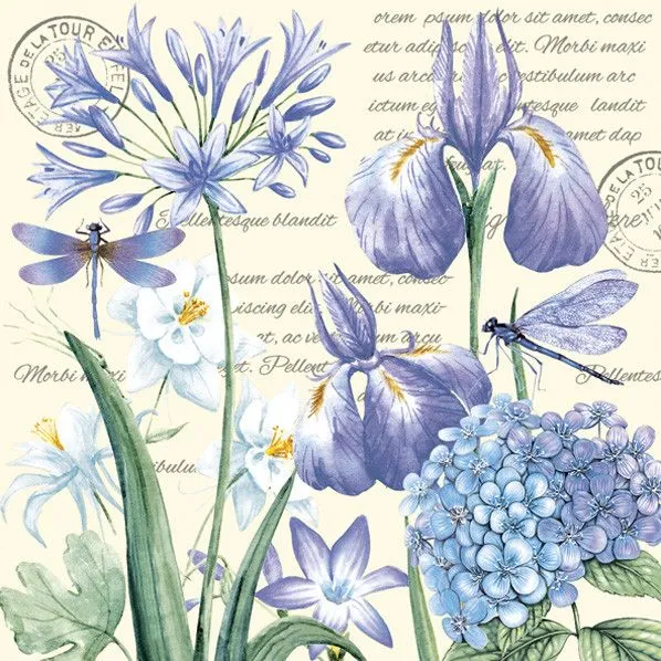 Virágos Irises Hydragea szalvéta 20 db-os 25x25 cm Vedd meg most