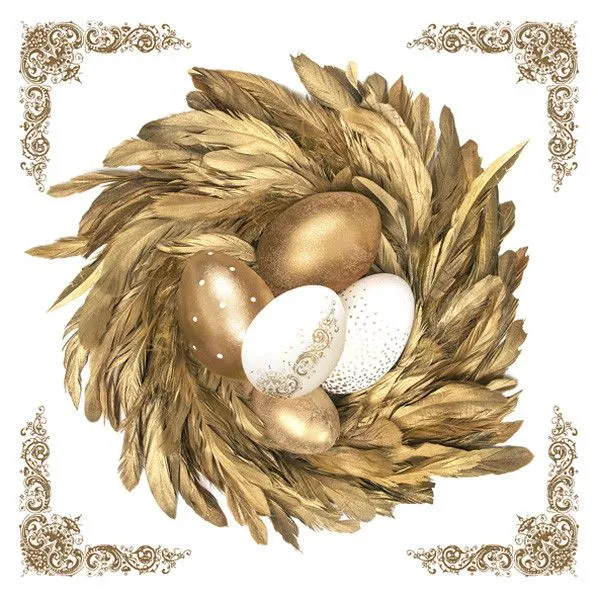 Outlet Húsvét Golden Eggs in Nest szalvéta 20 db-os 33x33 cm