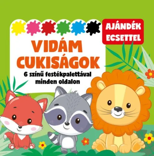 Korlátozott ajánlat Vidám cukiságok - 6 színű festékpalettával minden oldalon - ajándék ecsettel