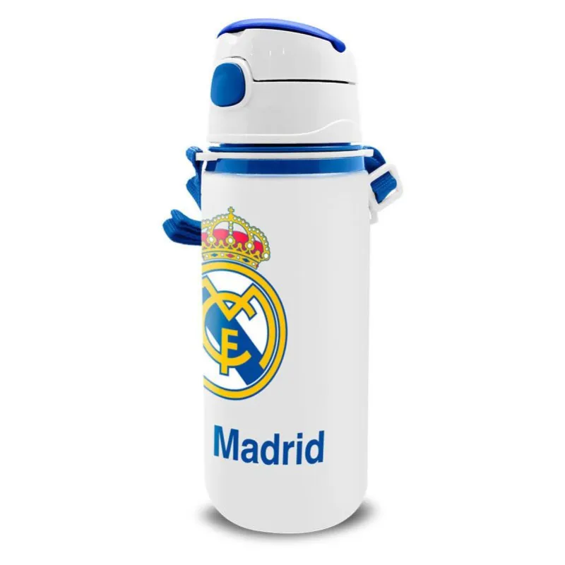 Real Madrid Emblem alumínium szívószálas kulacs akasztóval 600 ml Azonnal elérhető
