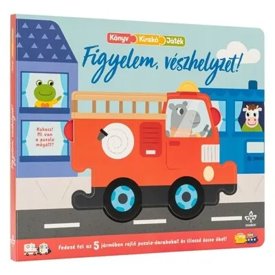 Azonnal elérhető Figyelem, vészhelyzet! - Fedezd fel az 5 járműben rejlő puzzle-darabokat és illeszd össze őket! - Könyv, kirakó, játék